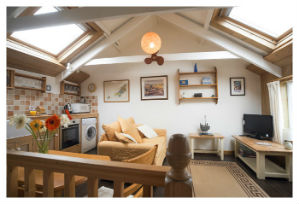 The living area seen from the kitchen